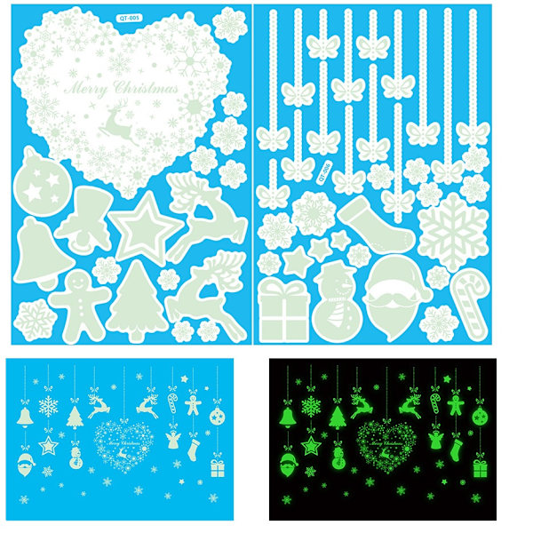 Luminous Juldekoration Snöflinga Fönsterklistermärken Jul Statiska Fönsterklistermärken Väggklistermärke Glasklistermärke C