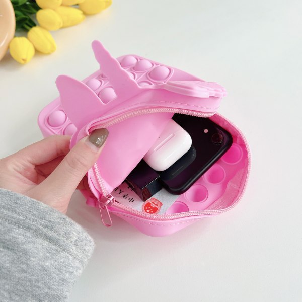Pop-it Regnbue Unicorn Veske for Jenter rose