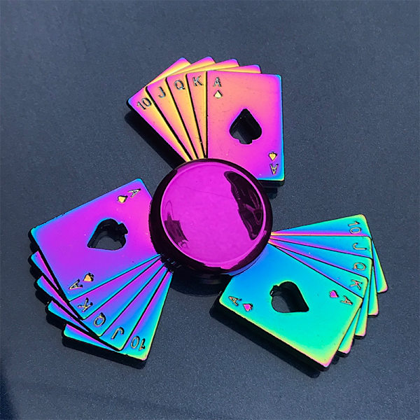 Metallisk Färgglad Legering Fingertopp Gyro Fingerrotation Användbar Verktyg för Tryckreducering Colorful Playing Cards 150