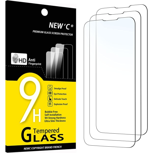 NEW'C 3 pack, skærmbeskytter iPhone 14 hærdet glas
