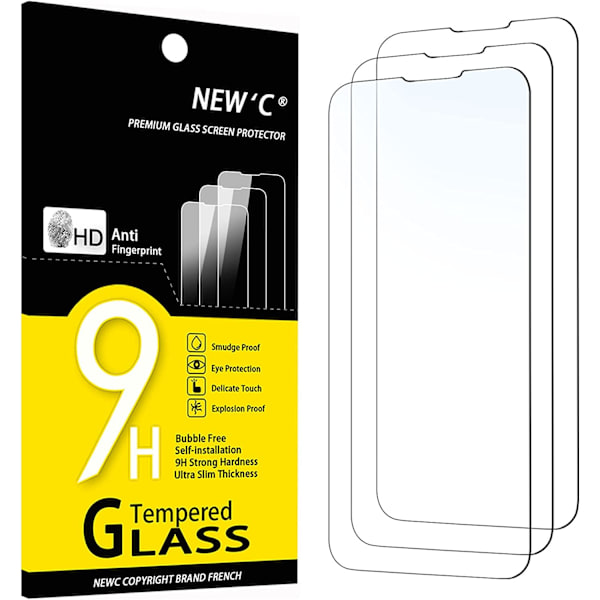 NEW'C 3 pack, Skärmskydd iPhone 14 Härdat Glas