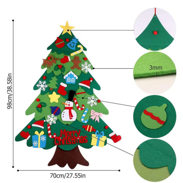 Ny filt juletræ DIY syning juletræ børns håndlavede Type A 70*100cm