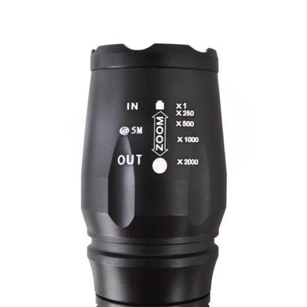 Taskulamppu LED Cree XML-T6 + 2 Akku + Laturi Musta