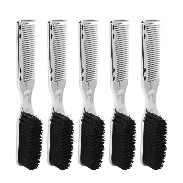 5-pack Skäggkammar Silverfärgad ABS Nylon Antistatisk Utjämning Bekväm Hårstilkamuppsättning för Hem Salong Skönhet