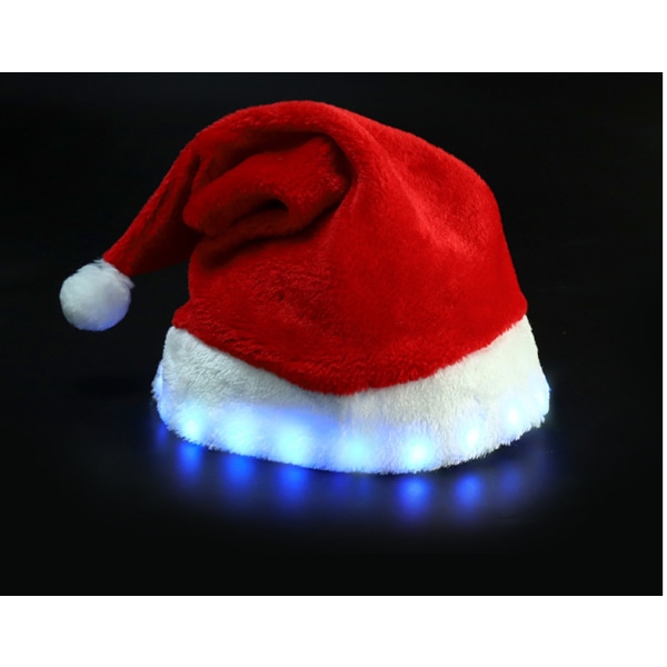 Julehatt med full lysstyrke, lysende julehatt med LED-blinklys Red Brim with Lights Average Size