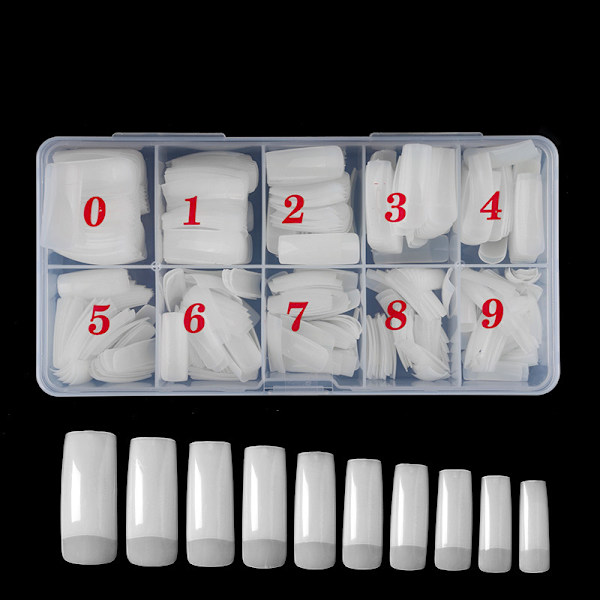 500 stk Eske Nail Tips Manikyr Fransk Semi-Nail Sticky Full Cover Nail Tip Nail Tip Semi-Nail Sticky-Transparent