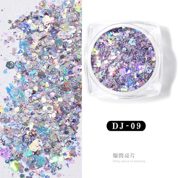 1 Ask Nagelkonst Dekoration Glitter Pentagram Oregelbundna Sekvenser Manikyr Dekoration DJ09