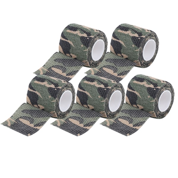 (5 stk. sæt) Selvklæbende Non-woven Udendørs Strench Tape Jagt Camouflage Tape (Camouflage des bois)