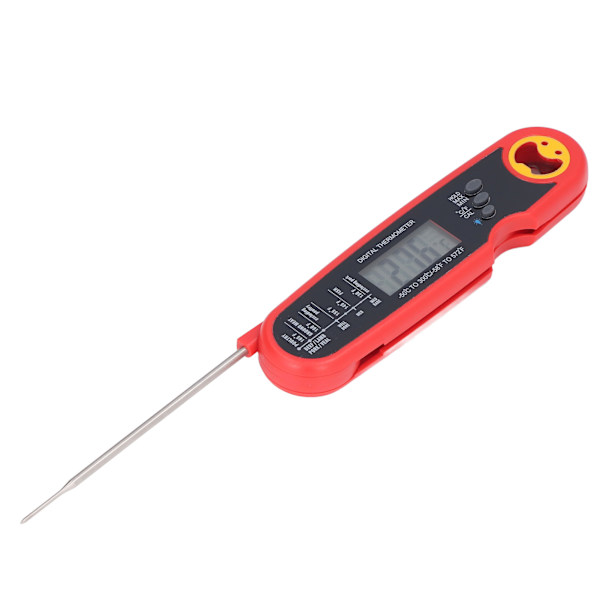 Mattermometer Vikbar Vattentät Elektrisk Kötttermometer Sonda Snabb Temperaturmätning för Grillning Röd