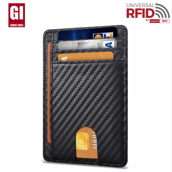 Aito nahkainen korttipidin miehille, RFID-varkaussulun korttipidin AirTag-reiällä Black 02