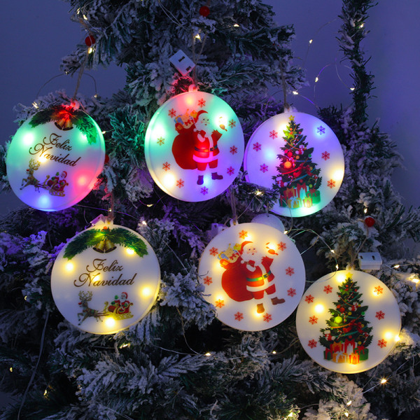 Julemanden dekorative lys Juletræ Pendant Christmas Festival Fastener Dekoration Lighting Chain Warm White Christmas Tree 12 * 12cm