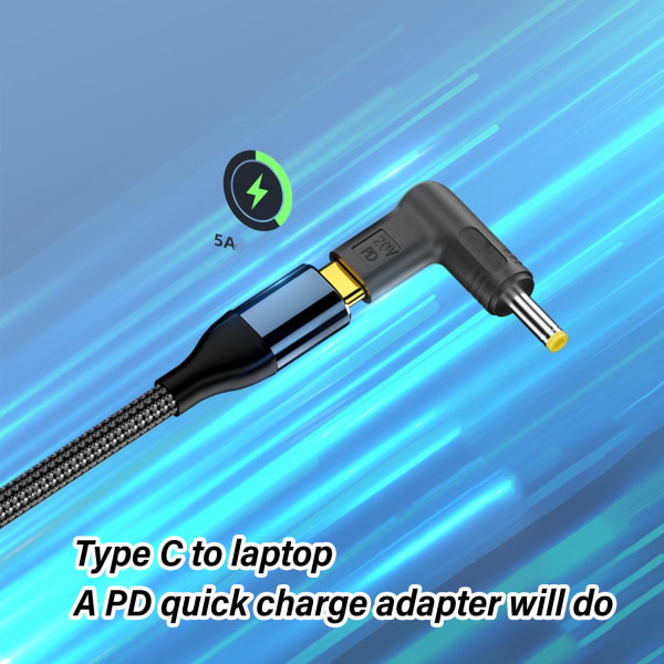 Typ C hona till 5,5x3,0 mm DC-adapter Professionell Effektiv 100W PD USB C till DC power för bärbar dator