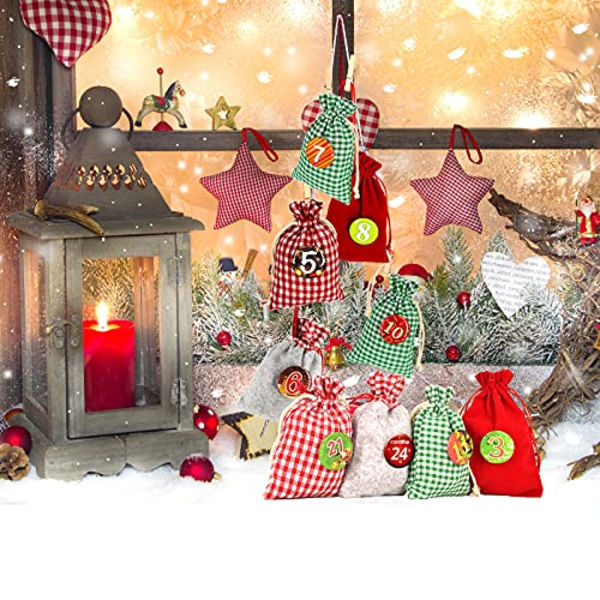 Adventskalender Fyldning, Julekalender, Tote Bags til Selvfylning, 24 Gaveposer 1