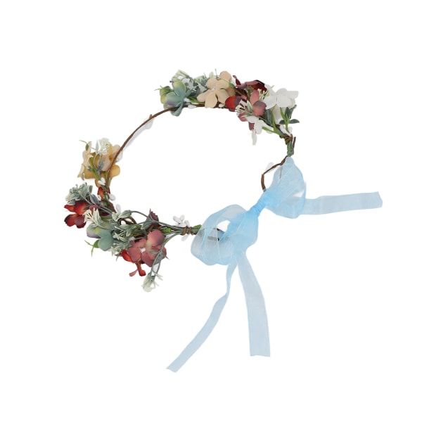 Kunstig blomsterkrans pannebånd Kvinner Utsøkt Elegant Hårkrans for Bryllup Fest (Oransje)