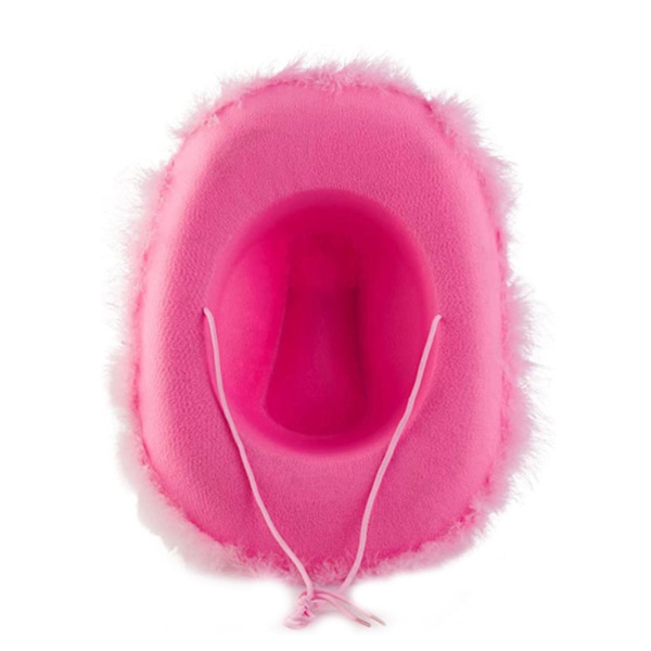 Rosa Cowboyhatt i Filt med Halsbandssnöre Cosplay Party Kostymtillbehör Lekkläder för Kvinnor