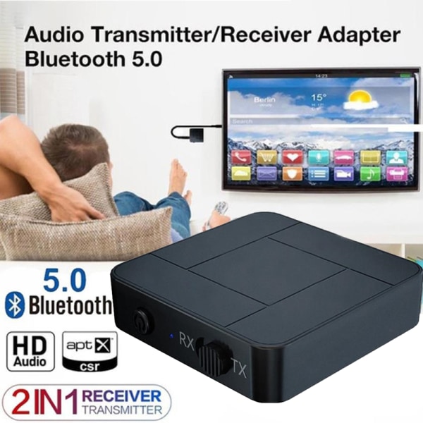 2-i-1 Bluetooth 5.0  mottagare Stereomusik  Anpassad Adapter+RCA