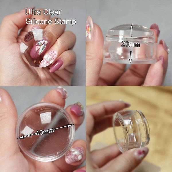 Stämpelskrapa för nagelkonst, stämpelhuva i transparent silikon