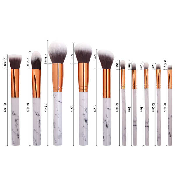 Elegant sminkborste Set Patie-Minerals 10 st rosa/roséguld