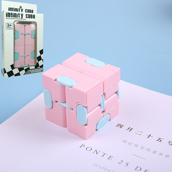 Uendelig Terning Afstressningsgenstand Lomme Terning Macaron Lomme Flip Terning Afstressning Mini Lomme Terning Pink Infinite Cube Boxed
