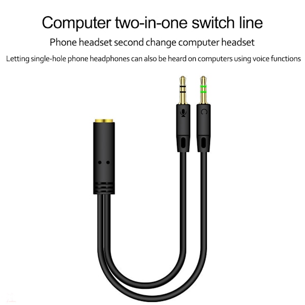 Splitter til Hovedtelefoner til Computer 3,5 mm Hun til 2 Han Hovedtelefon Mikrofon Lyd Y Splitter Kabel