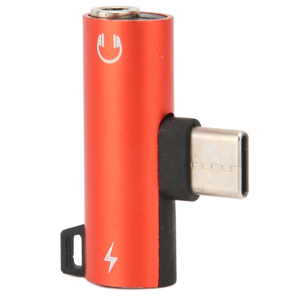 Type-C til 3,5 mm hodetelefonadapterlader 2 i 1 Jack HIFI lyd med PD hurtig lading (Rød)