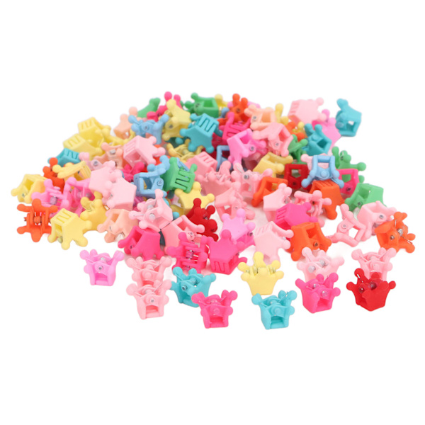 100 stk Mini Krone Hårklemme Klips Fargerik Tegneserie Sterkt Hold Nydelig Tiny Hårklemme Klips Tilbehør for Baby