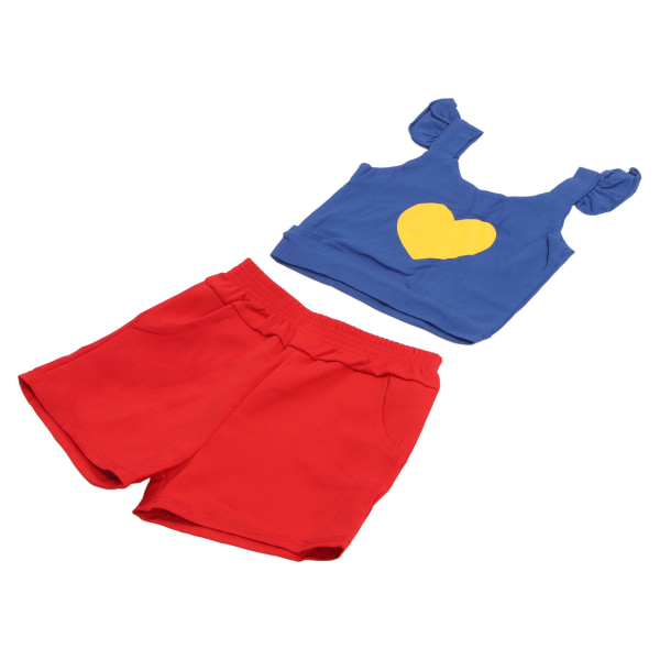 Babyflicka Utomhus Shorts Set Bomull Stretchig Bekväm Babyflicka Sommar Shorts Set för Resa Trip Blå och Röd