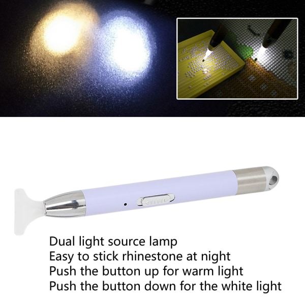 Ladattava tekojalokivimaalauskynä LED strassikivipoimintatyökalu 6 kynäkärjellä nail art varten Taro Purple
