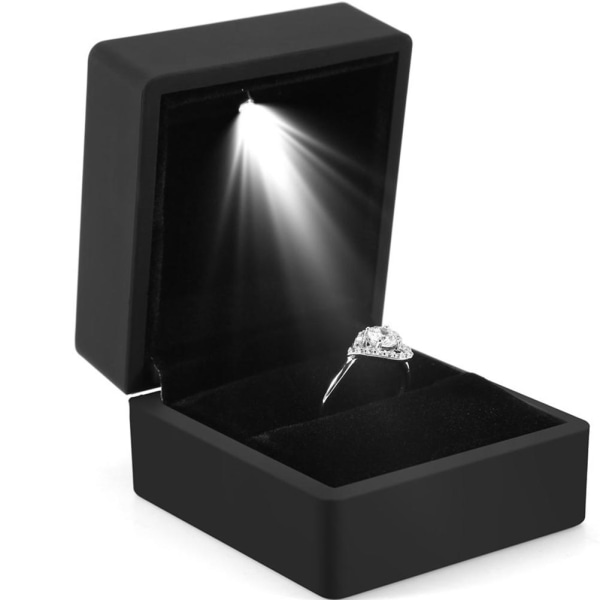 LED-ringboks Opplyst ringboks for bryllupsforslag Ringboks med LED interiørbelysning for forlovelsesbryllup