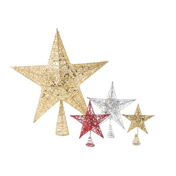 Trådlampe Perler Træ-top-stjerne juletræ-top-stjerne Fem-spidset stjerne jern juledekoration Silver 15*20cm