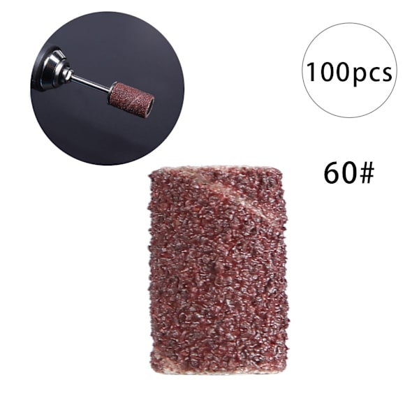 100 stk. Negle Slibeskive Slibhoved Slibebånd Ring Bor Bits Manicure Værktøj 100 stk./#60/Groft Sand