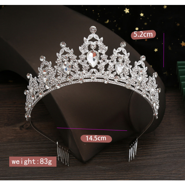 Hodeplagg for kvinner med krystaller, krystall- og rhinestone-bryllupshodeplagg med kamkrone, bursdagsprinseessedesign A01# Jinquan AB