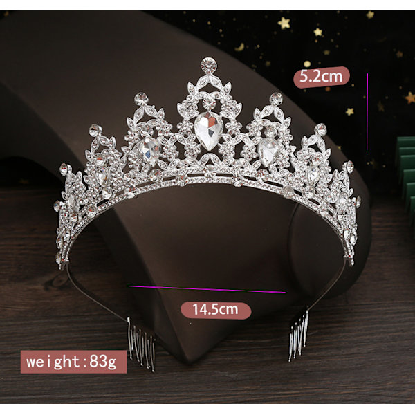 Hodeplagg for kvinner med krystaller, krystall- og rhinestone-bryllupshodeplagg med kamkrone, bursdagsprinseessedesign A02# Kc Gold