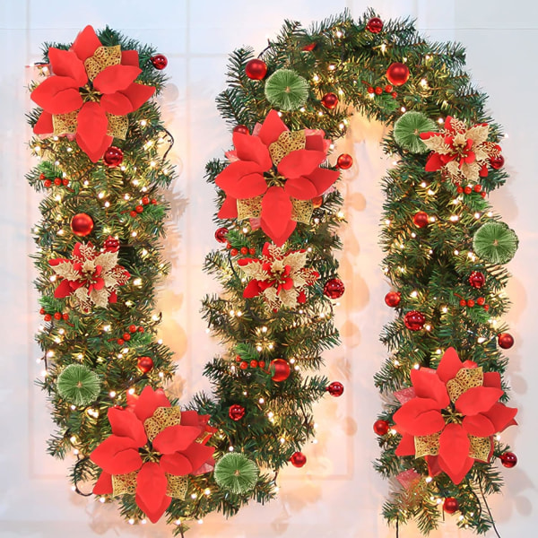 Christmas Wreath2.7m, Light Christmas Garland, LED Outdoor Battery Operated Garland for Christmas 1