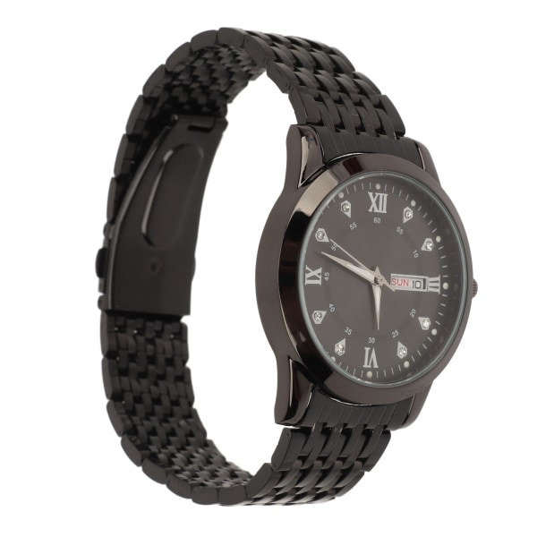 Watch för män Quartz Day Date Vattentät Casual Luxury Luminous Fashion Dress Watch with Alloy Watchband for Business Black