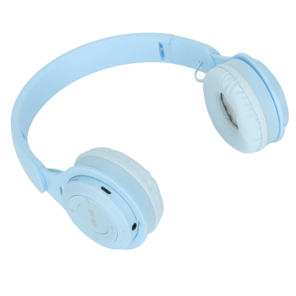 Y08 Barn Hörlurar Macaron Snygg Stereo Ljud Fällbar Plug in Kort Bluetooth Over Ear Hörlurar Blå