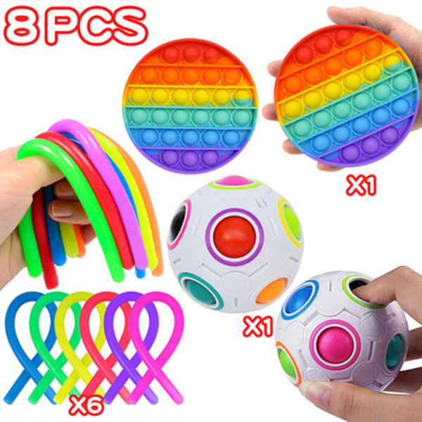 8pcs. Fidget Pop it Toys Set pack for kids and adults