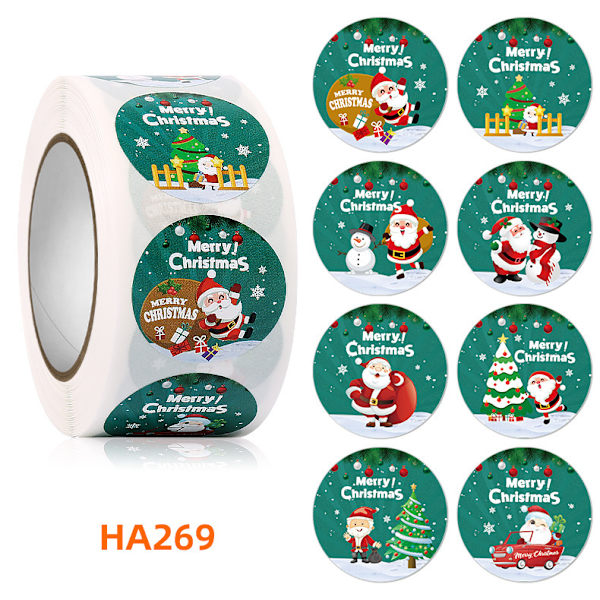500 Tarraa Joulu Tarrat Tiivistys Tahna pyöreä Rulla Tarrat Joulupukki Piirretty 049 Style 2.5cm 500 Stickers