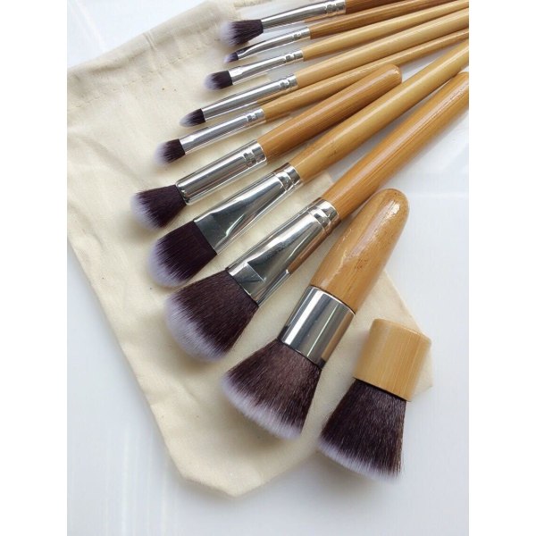 (Pro bambus) Sæt med 10 stk. populære bambus makeup børster