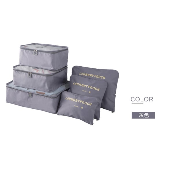 Square Oxford stof rejsetøj opbevaringstaske organisation seks stykke sæt opbevaringstaske grey