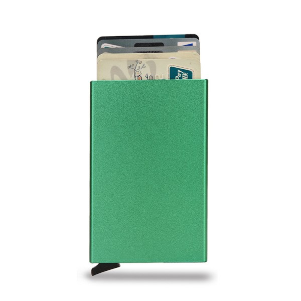 RRFID metallkortveske Lommebok Antimagnetisk aluminiumslegeringskortveske Kredittkortboks Antidemagnetisering Automatisk kortveske green