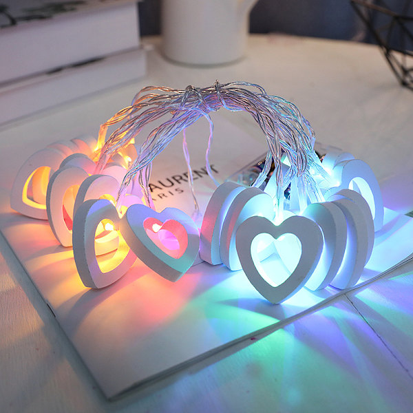 Joulukoriste Antiikki Pieni Valoketju Led Puinen Ripustettava Joulukuusi Lamppu Valoketju Four-Color Love 6M40led