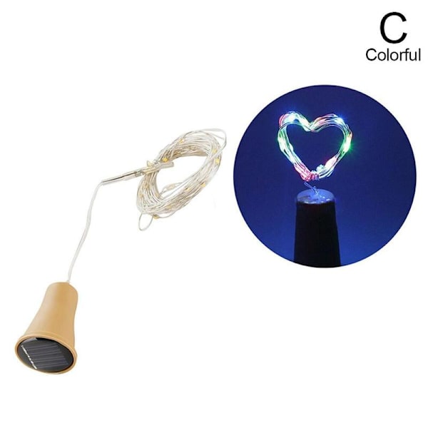 Solcelled Vinflaske Lys 20 LED Solcelle Kork Lysstreng Kobber