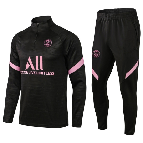 Paris, Atletico Madrid, Inter Milan, Liverpool, Marseille Brasilien Langærmet trøje, træningsdragt til voksne og børn, fodboldtrøjesæt Black and pink S