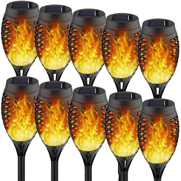 Utendørs flammelys, solcelledrevet fakkellys, induksjonslys, hagegård utedekorasjon, plenlys 2pcs