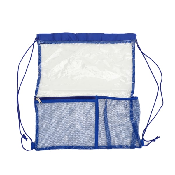Klar ryggsekk Sammenleggbar PVC-transparent gjennomsiktig pose med stor kapasitet for badestrender Blå