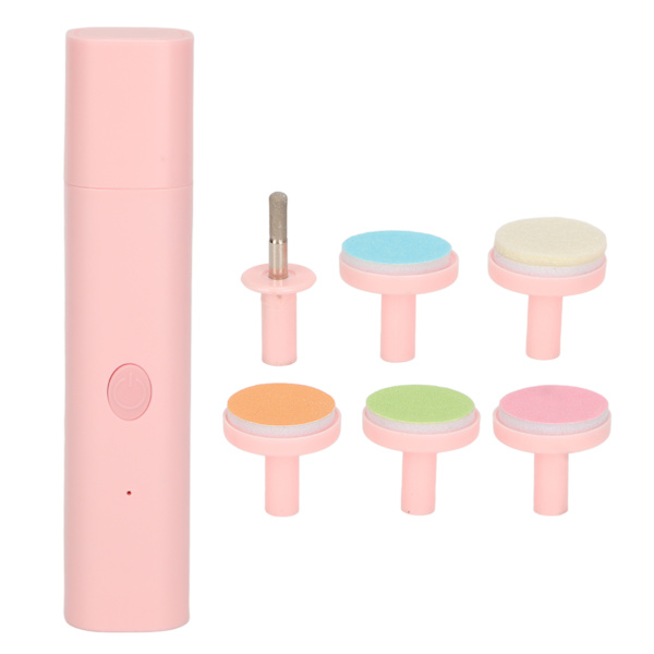 Elektrisk baby negltrimmer med mykt poleringshode, slipehode, baby neglklipper for hjemmet, rosa