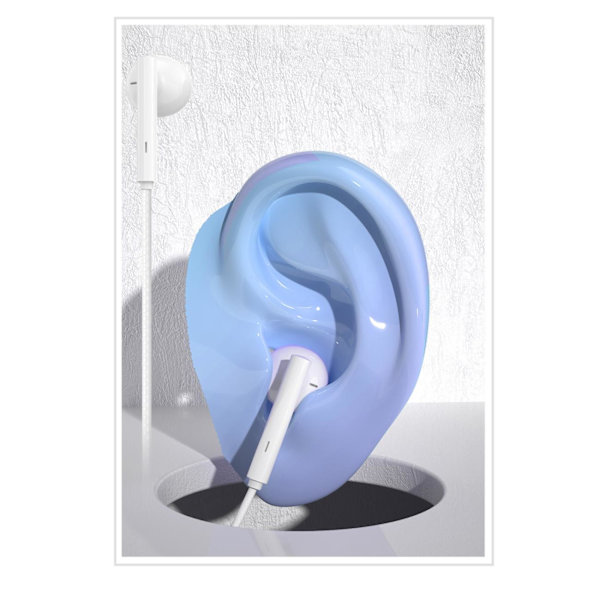 USB-C / TYPE-C-kontakt In-Ear Hörlurar med Mikrofon Vit