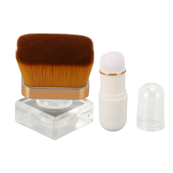 2 st Flytande Foundationborste Klar Bas Mjuk Tät Hår Lös Puder Makeupborste Vit