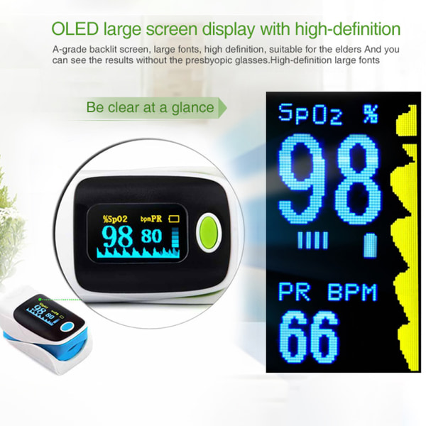 Fingertop Pulsfrekvens og Pulsmåler med LED-display
